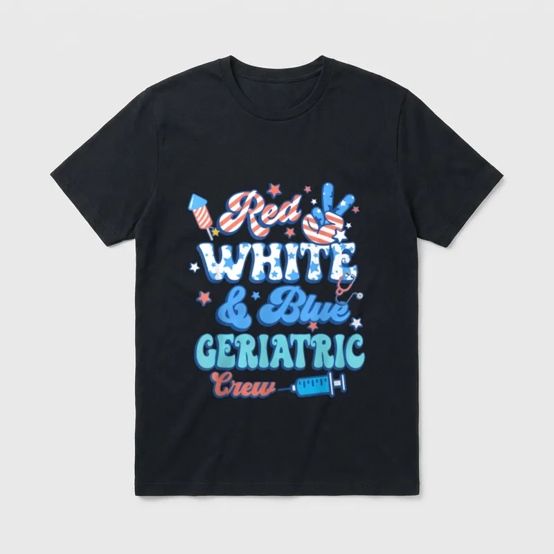 Red White Blue Geriatric Crew Nurse T-Shirt – Classic T-Shirt in Black
