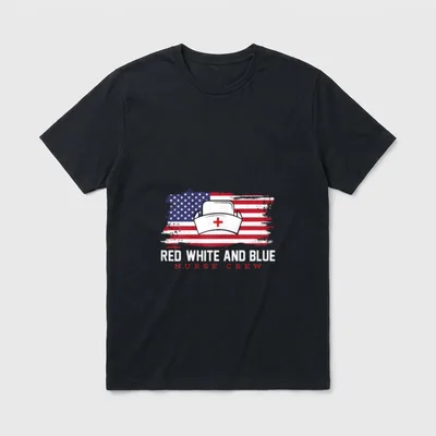 July Vintage USA Flag Nurse Crew T-Shirt – Classic T-Shirt in Black