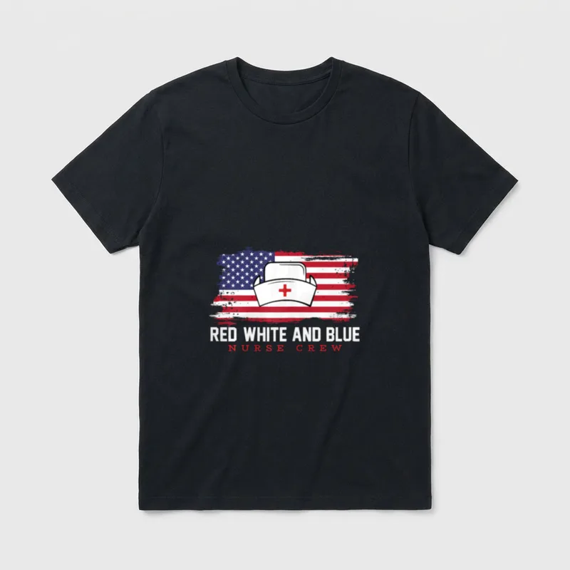 July Vintage USA Flag Nurse Crew T-Shirt – Classic T-Shirt in Black