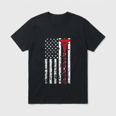 American Nurse 4th of July Doctor T-Shirt – Classic T-Shirt in Black