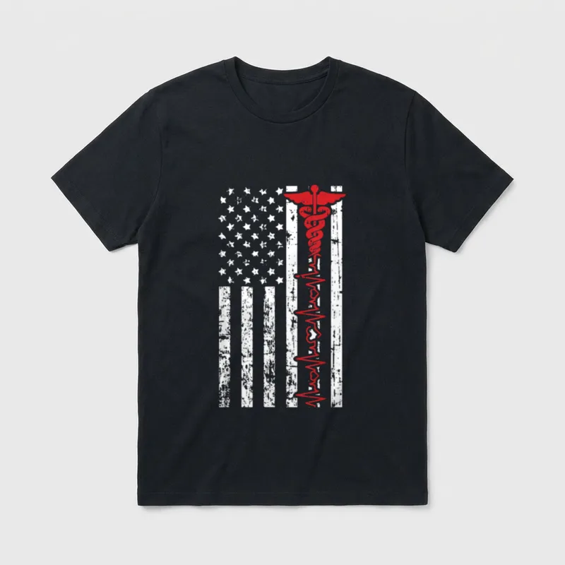 American Nurse 4th of July Doctor T-Shirt – Classic T-Shirt in Black