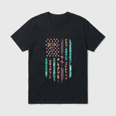 Patriotic Nurse American Flag July T-Shirt – Classic T-Shirt in Black