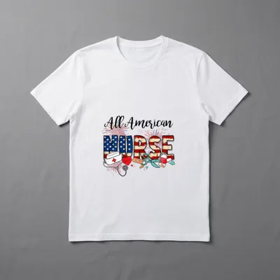 All American Nurse Funny Independence Day T-Shirt – Classic T-Shirt in Black