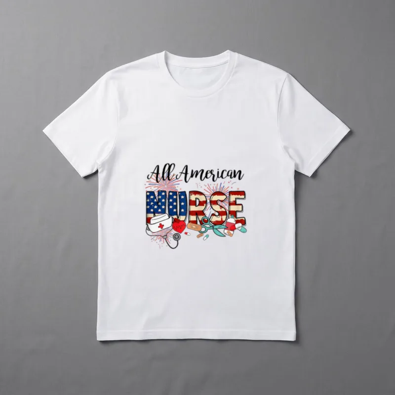 All American Nurse Funny Independence Day T-Shirt – Classic T-Shirt in Black