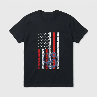 American Flag Nurse 4th of Lets T-Shirt – Classic T-Shirt in Black