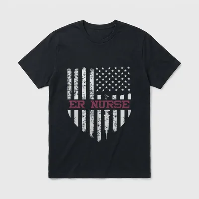 USA Nurse Patriotic Healthcare American T-Shirt – Classic T-Shirt in Black