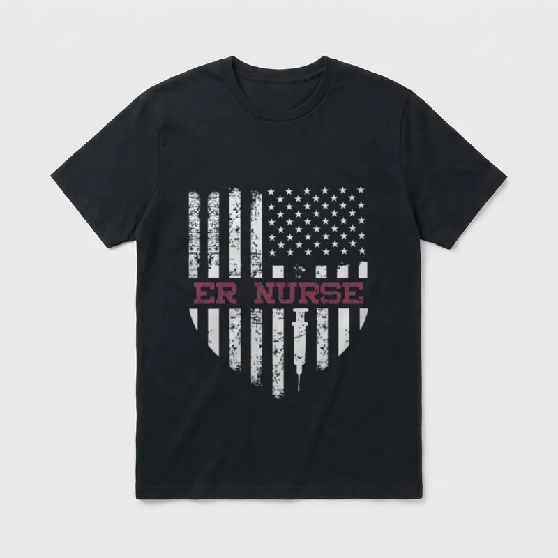 USA Nurse Patriotic Healthcare American T-Shirt – Classic T-Shirt in Black