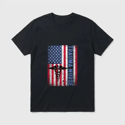 American Flag Trauma Nurse T-Shirt – Classic T-Shirt in Black