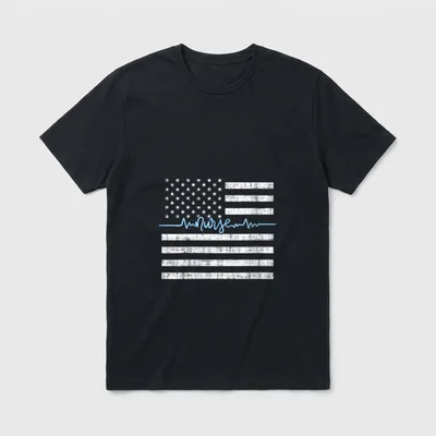 Thin Blue Line Nurse American Flag T-Shirt – Classic T-Shirt in Black