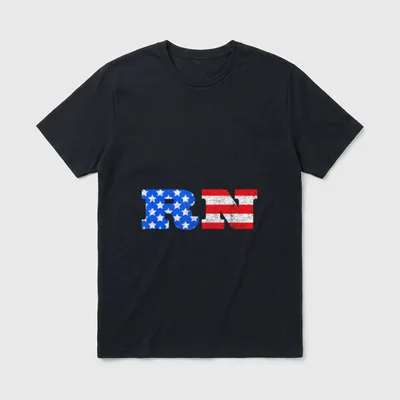 American Flag RN Nurse T-Shirt – Distressed RN letters with stars and stripes – Classic T-Shirt in Black