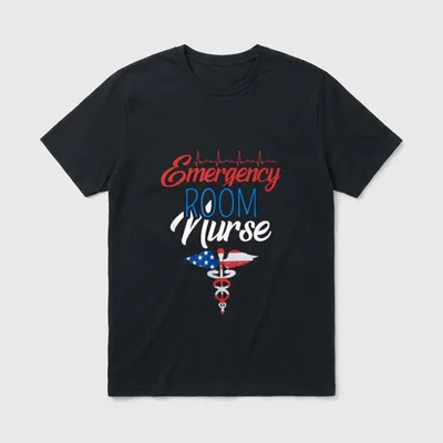 Emergency Room Nurse ECG Line USA T-Shirt – Classic T-Shirt in Black