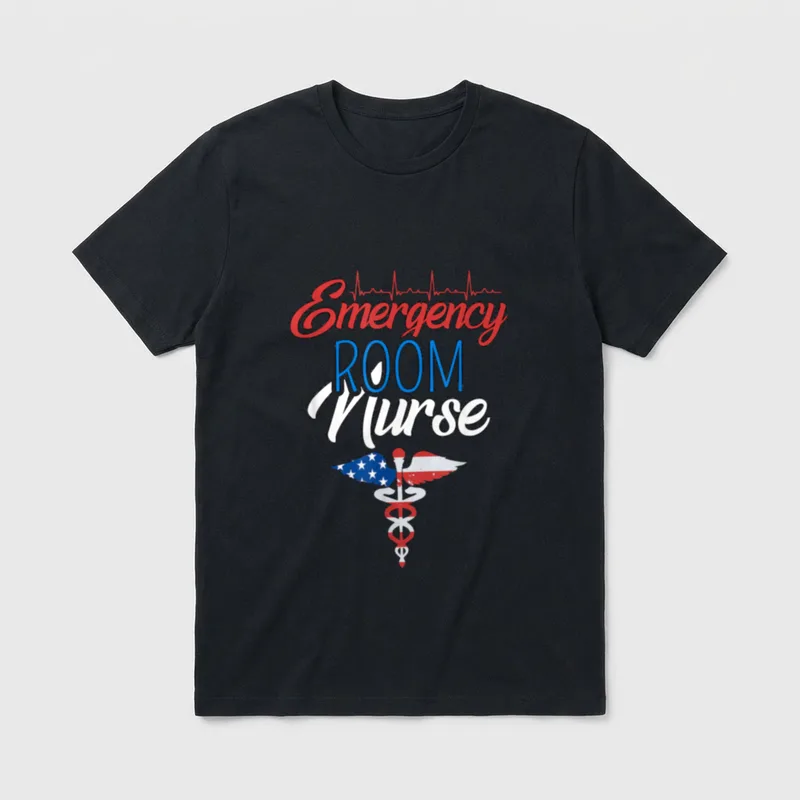 Emergency Room Nurse ECG Line USA T-Shirt – Classic T-Shirt in Black