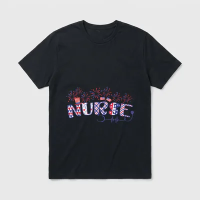 Patriotic Nurse USA Flag Stethoscope 4th T-Shirt – Classic T-Shirt in Black