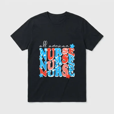All American Nurse for Memorial Day T-Shirt – Classic T-Shirt in Black