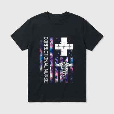 Proud Correctional Nurse Registered USA American T-Shirt – Classic T-Shirt in Black