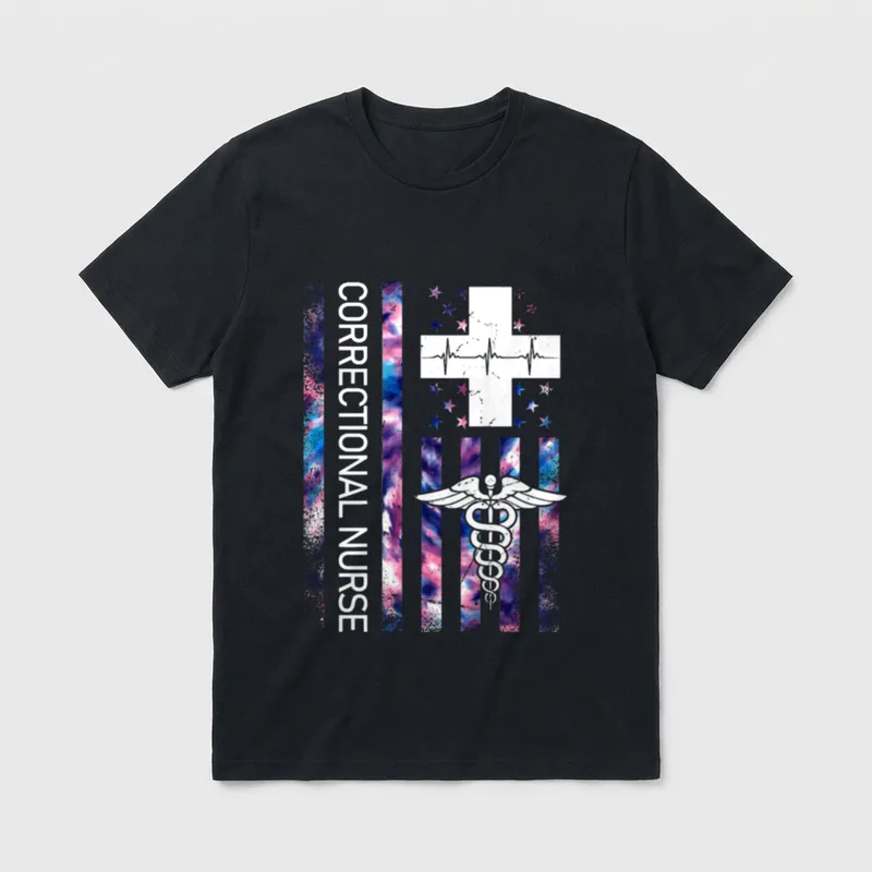 Proud Correctional Nurse Registered USA American T-Shirt – Classic T-Shirt in Black