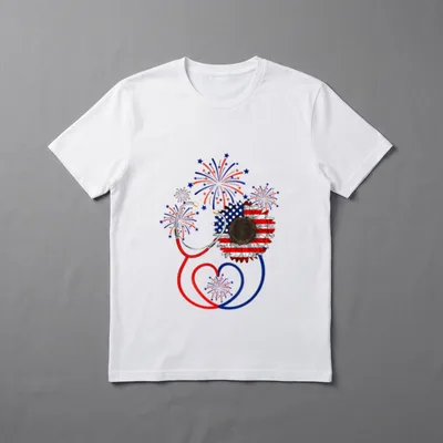 USA Flag Stethoscope Sunflower Patriotic Nurse T-Shirt – Classic T-Shirt in Black