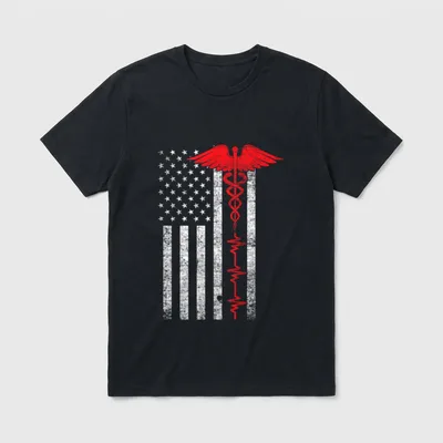Nursing Thin Red Line Medicine Doctor T-Shirt – Classic T-Shirt in Black