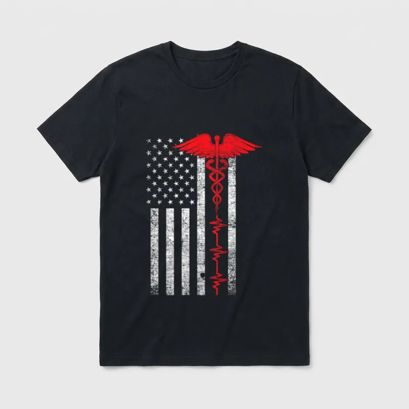 Nursing Thin Red Line Medicine Doctor T-Shirt – Classic T-Shirt in Black