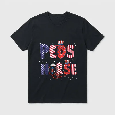 American Peds Nurse 4th of July T-Shirt – Classic T-Shirt in Black