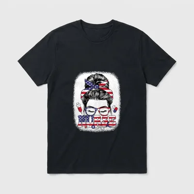 4th of July Nurse American Outfit T-Shirt – Classic T-Shirt in Black