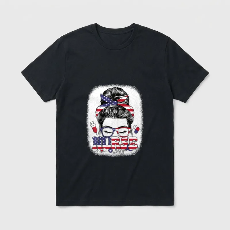 4th of July Nurse American Outfit T-Shirt – Classic T-Shirt in Black