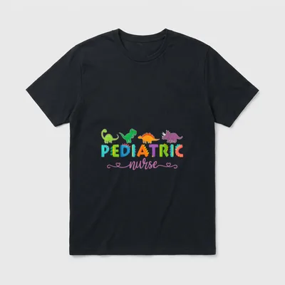 PICU Pediatric Nurse Dinosaurs Peds T-Shirt – Classic T-Shirt in Black