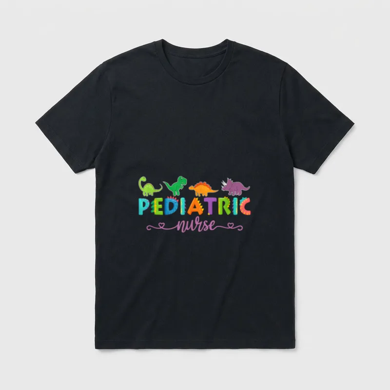 PICU Pediatric Nurse Dinosaurs Peds T-Shirt – Classic T-Shirt in Black