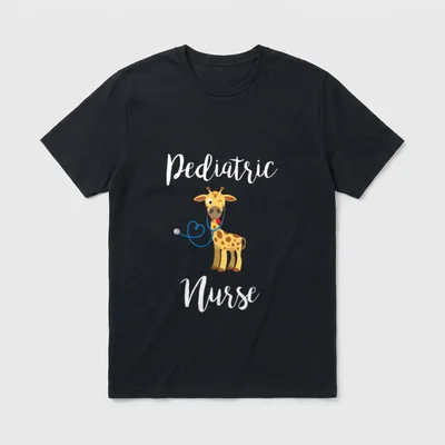 Pediatric Nurse RN Pediatrics Giraffe T-Shirt – Classic T-Shirt in Black