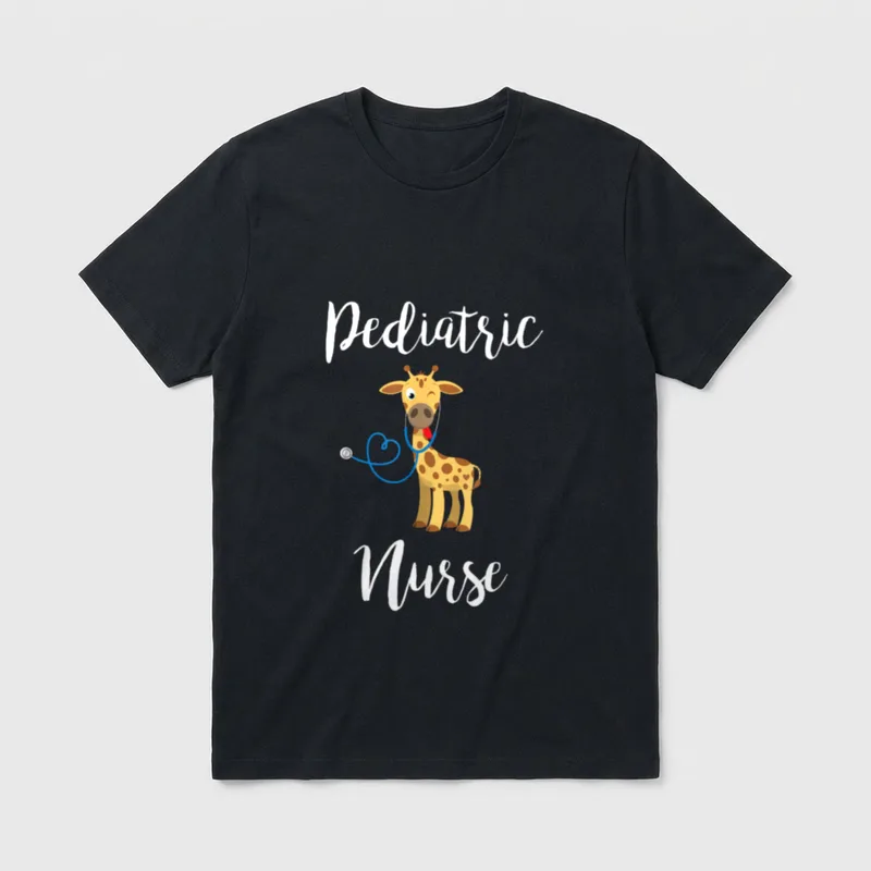 Pediatric Nurse RN Pediatrics Giraffe T-Shirt – Classic T-Shirt in Black
