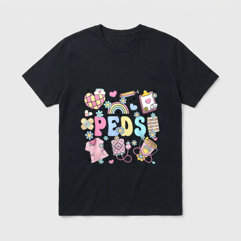 Peds Nurse Stuff Retro Pediatric Practitioner T-Shirt – Classic T-Shirt in Black