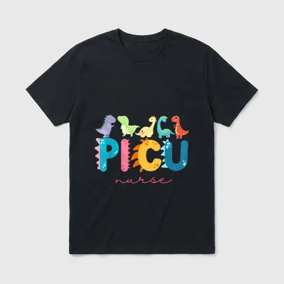 PICU Pediatric Nurse Dinosaurs Squad Appreciation T-Shirt – Classic T-Shirt in Black