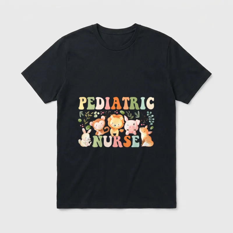 Pediatric Nurse Cute Zoo Animals PICU T-Shirt – Classic T-Shirt in Black