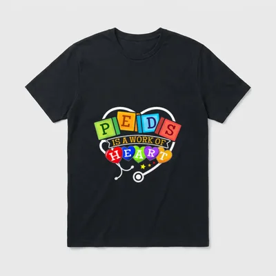 Pediatric Pediatrician Nurse Peds Work T-Shirt – Classic T-Shirt in Black