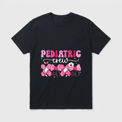 Pediatric Valentines Nurse Crew PEDS Day T-Shirt – Classic T-Shirt in Black
