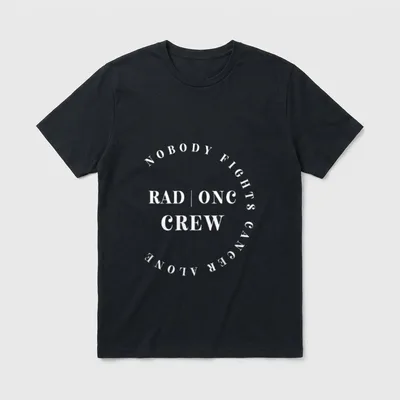 Oncology Radiation Nurse Crew T-Shirt – RAD | ONC CREW with circular NOBODY FIGHTS CANCER ALONE – Classic T-Shirt in Black