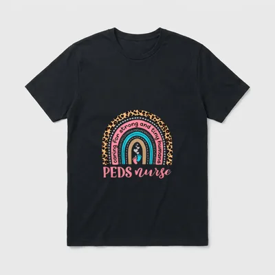 Cute Peds Nurse Rainbow Footprints T-Shirt – Classic T-Shirt in Black