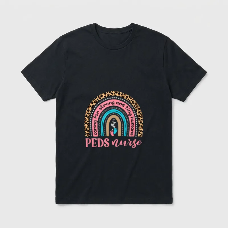 Cute Peds Nurse Rainbow Footprints T-Shirt – Classic T-Shirt in Black