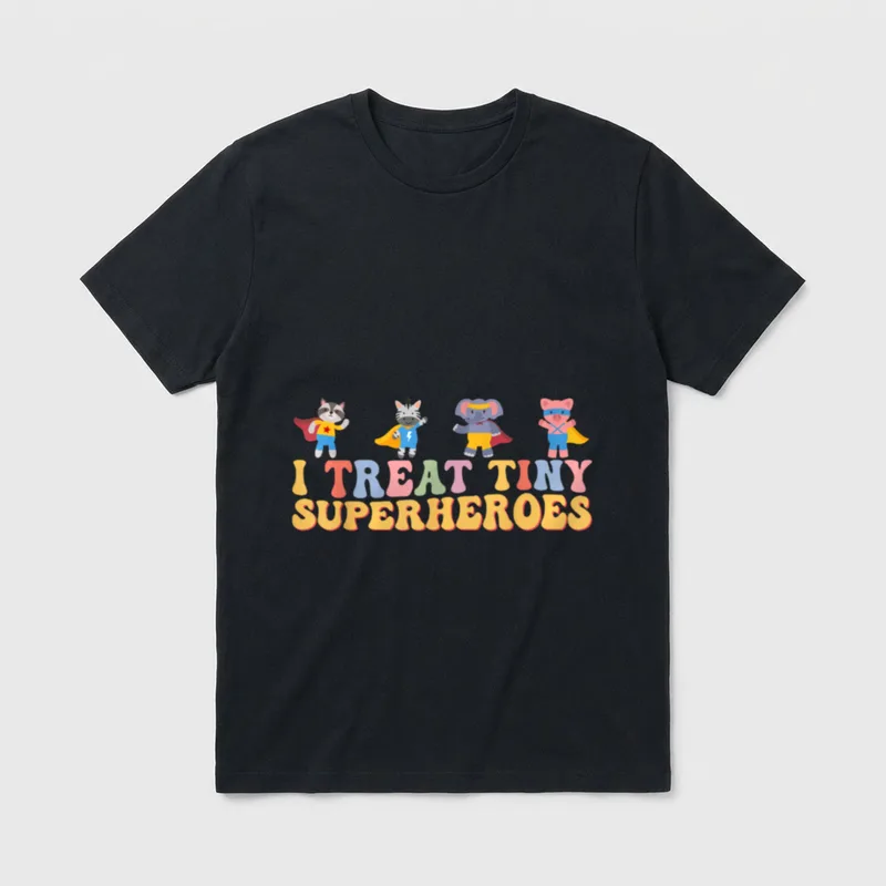 I Treat Tiny Superheroes Pediatric Nurse T-Shirt – Classic T-Shirt in Black
