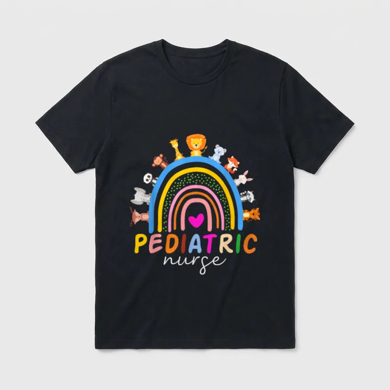 Pediatric Nurse PEDS RN Pediatrician Animals T-Shirt – Classic T-Shirt in Black