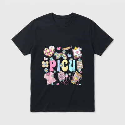 PICU Nurse Stuff Retro Pediatric ICU T-Shirt – Classic T-Shirt in Black