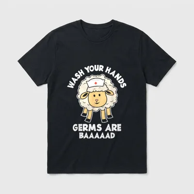Hands Hygiene Care Message Pediatric Nurse T-Shirt – Classic T-Shirt in Black