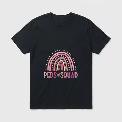 Pediatrician Rainbow Peds Squad Pediatric Nurse T-Shirt – Classic T-Shirt in Black