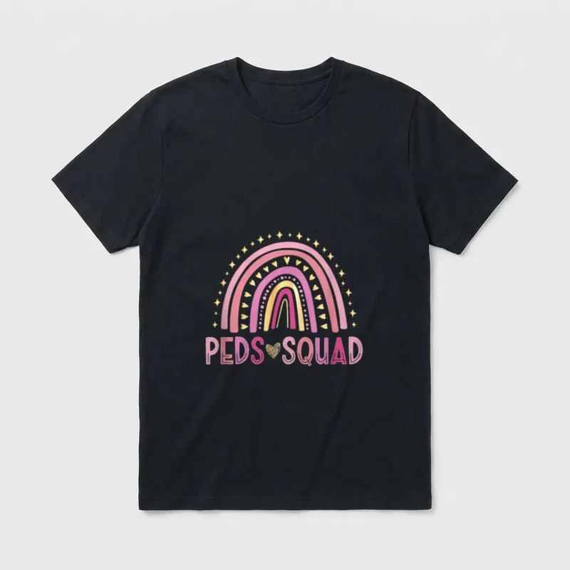 Pediatrician Rainbow Peds Squad Pediatric Nurse T-Shirt – Classic T-Shirt in Black