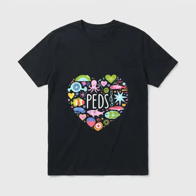 Colorful Pediatric Ocean Cute Sea Life T-Shirt – Classic T-Shirt in Black