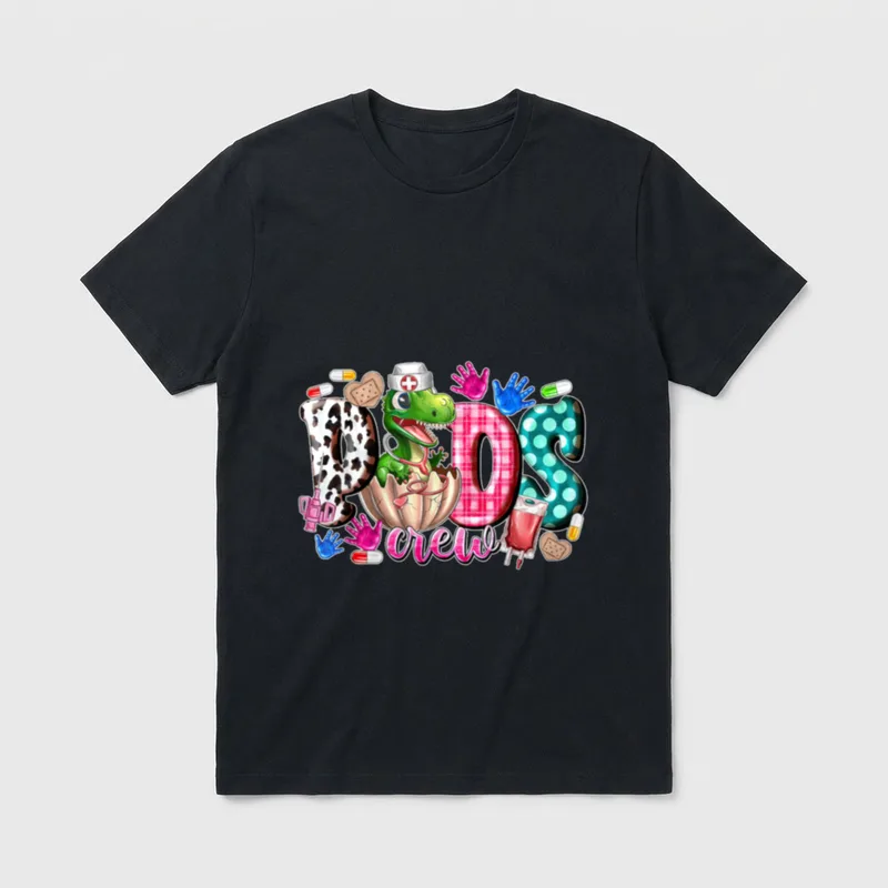 Pediatrics Dinosaurs Peds Nurse Crew Appreciation T-Shirt – Classic T-Shirt in Black