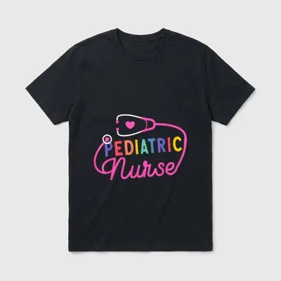 Pediatric Nurse Stethoscope Peds Nursing School T-Shirt – Classic T-Shirt in Black