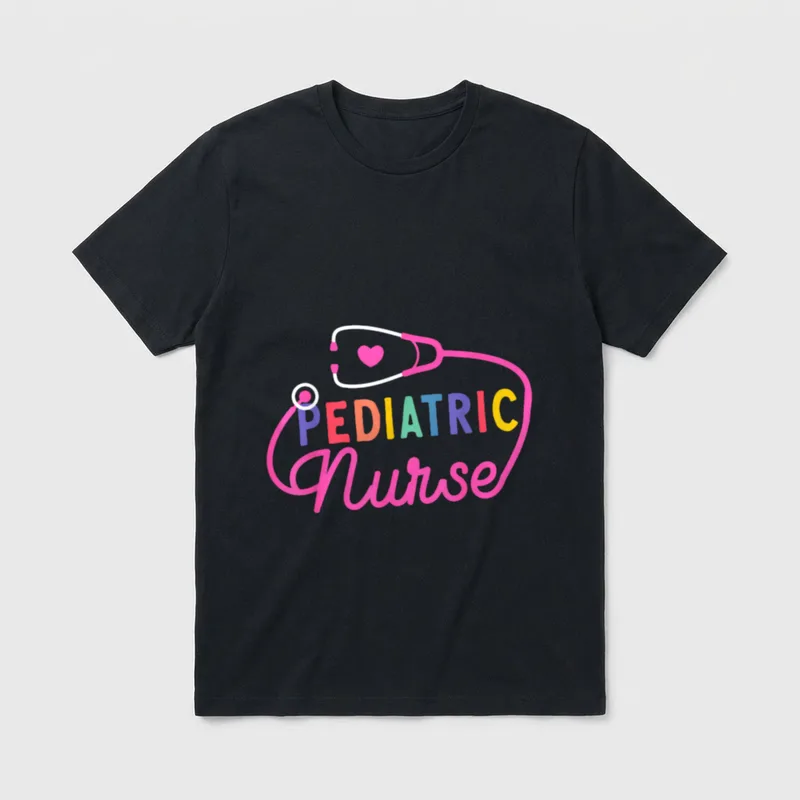 Pediatric Nurse Stethoscope Peds Nursing School T-Shirt – Classic T-Shirt in Black