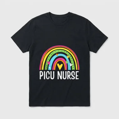PICU Nurse Nursing Rainbow Pediatric Intensive T-Shirt – Classic T-Shirt in Black