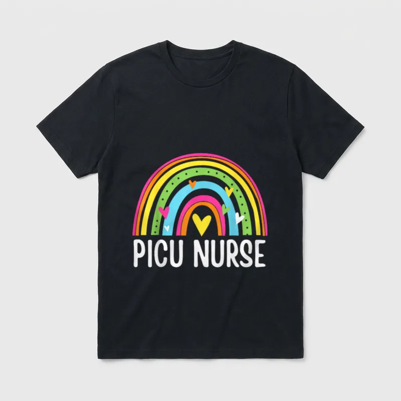 PICU Nurse Nursing Rainbow Pediatric Intensive T-Shirt – Classic T-Shirt in Black